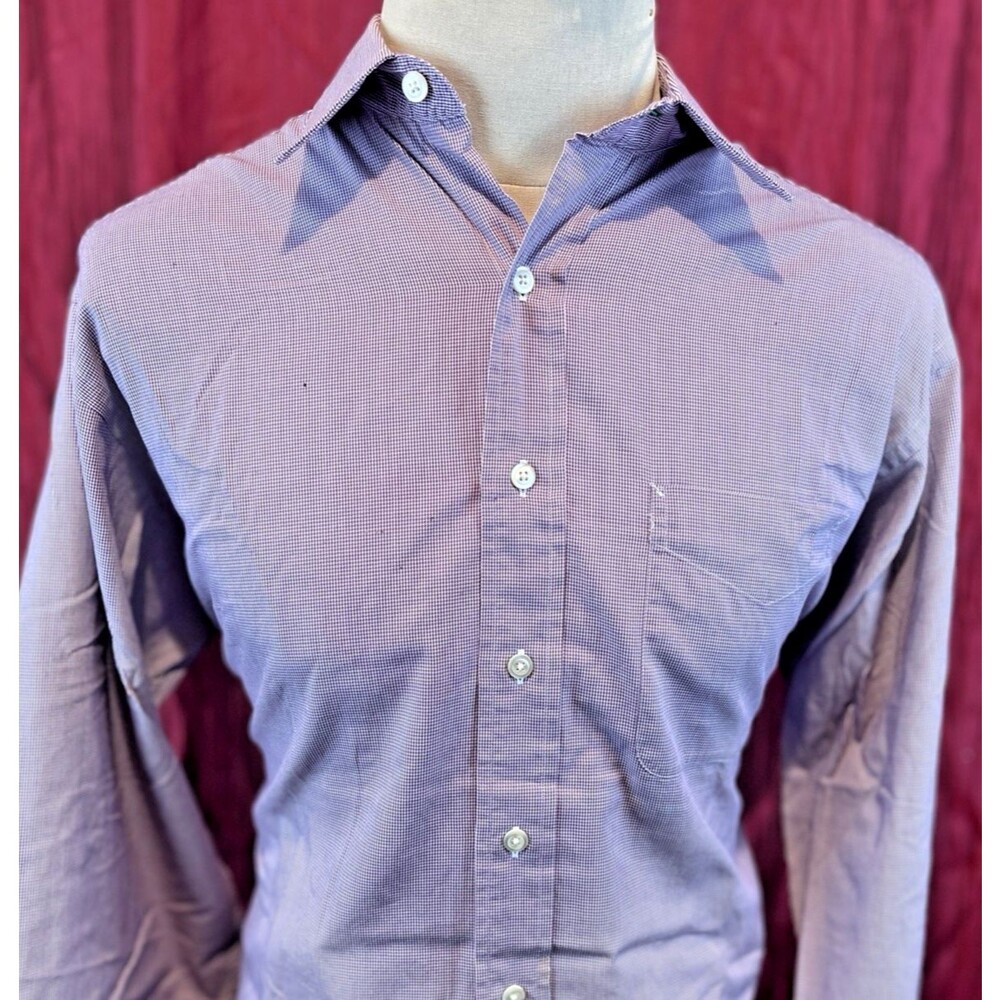 Mens Tommy Hilfiger Purple Pinpoint Cotton LS Dress Shirt sz 15.5x 34/35